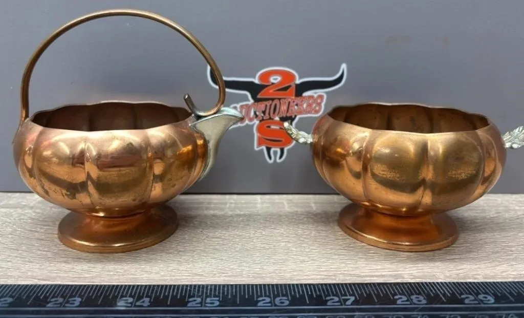 Venetian Copper Cream & Sugar Set.