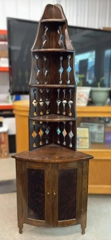 Wooden Corner Cabinet. 25�Wx17�Dx72�H.