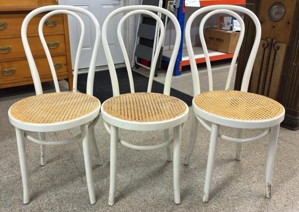 3 Bentwood Cane Seat Chairs. *NO SHIPPING