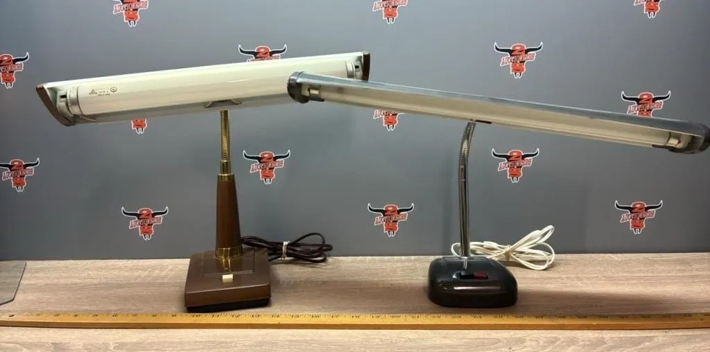 2 Vintage Fluorescent Desk Lamps. *NO SHIPPING