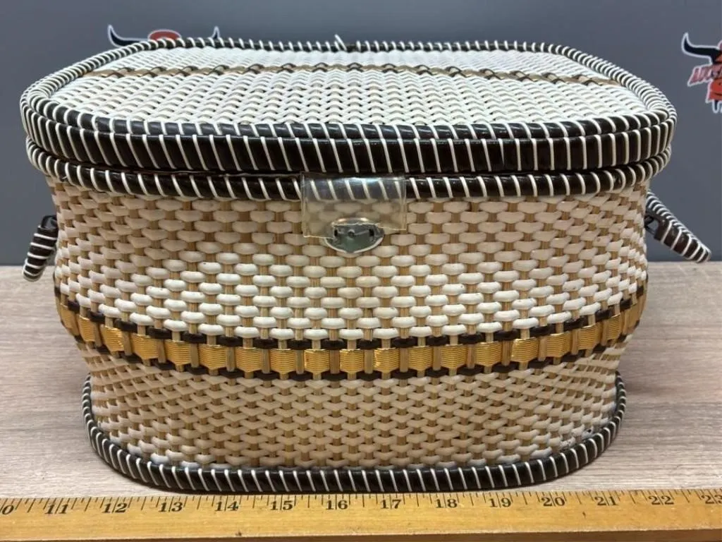 Vintage Sewing Basket & Contents.