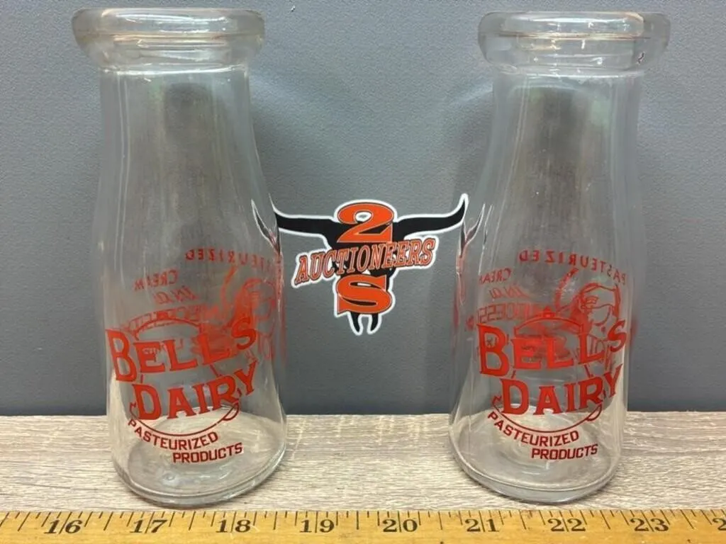 2 Vintage Bell�s Dairy Cream Bottles.