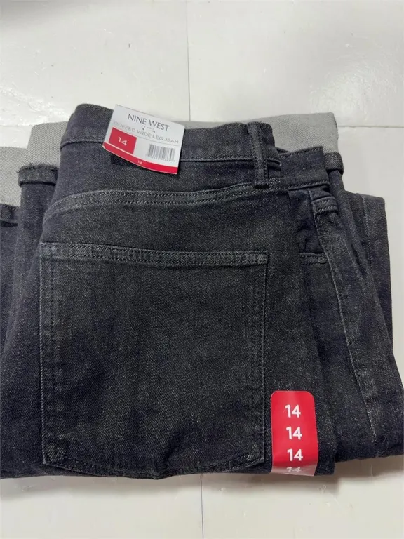 Nine West Cuffed Wide Leg Jeans Black Size 14