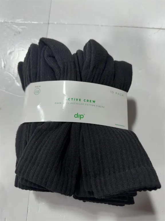 Dip Active Crew Men Socks Size 7-12 10pk Black