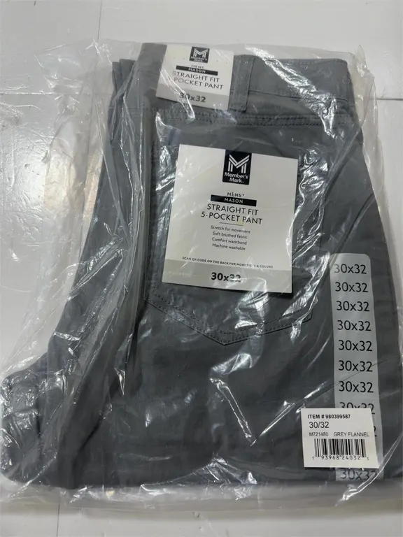 Mason Straight Fit 5-Pocket Pants Grey 30x32