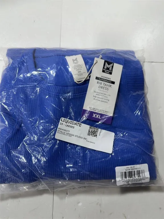 Sandwash Rib Tank Dress Blue XXL