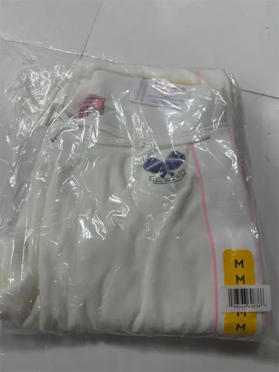 Juicy Couture Cotton Velour Pants Cream Size M