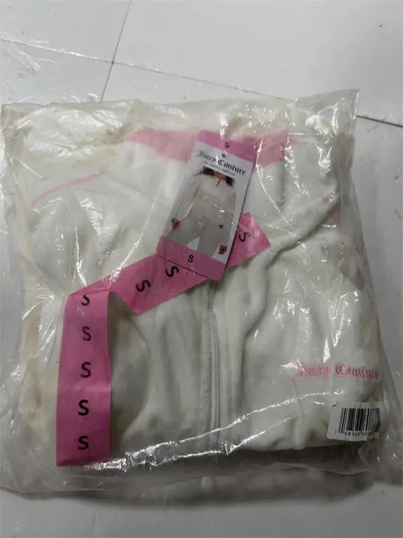 Juicy Couture Velour Zip Up Jacket White Pink...