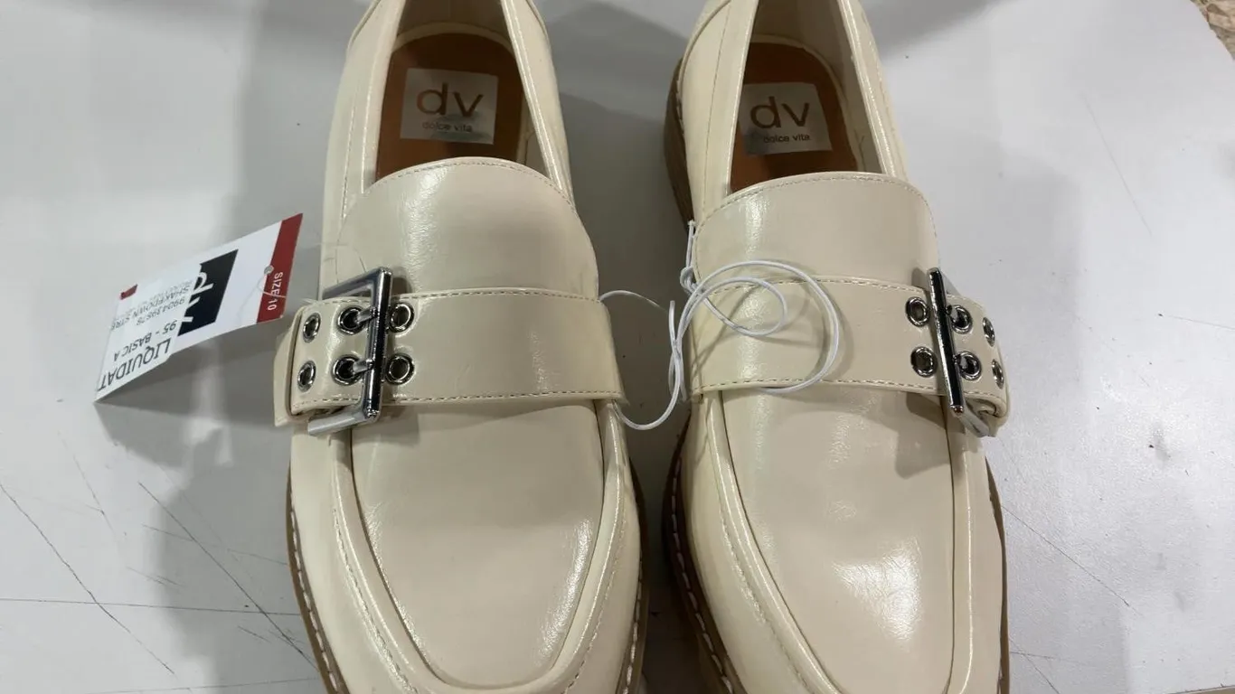 DV Dolce Vita Cream Buckle Loafers Size 10