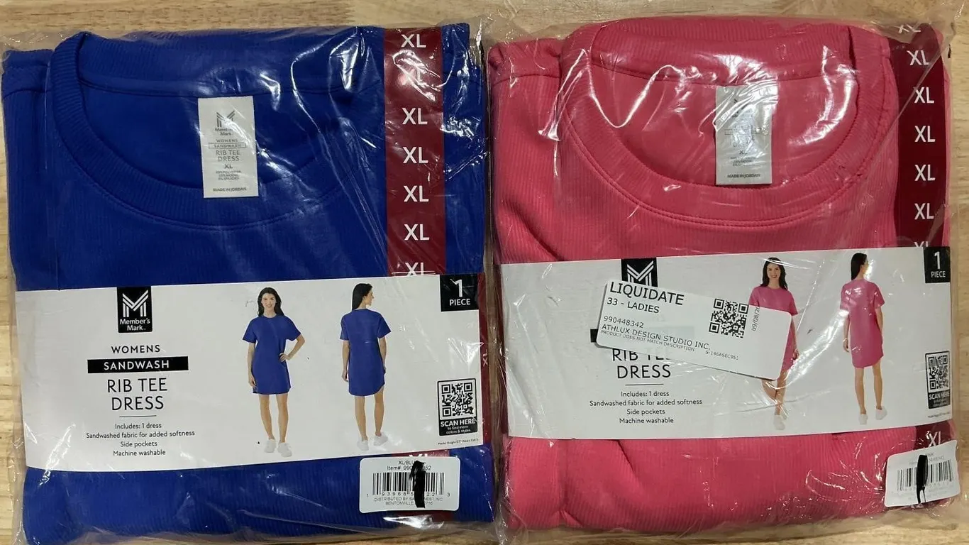 Sandwash Rib Tee Dress XL 2pk Blue and Pink