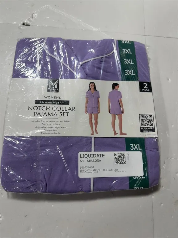 DreamMark Notch Collar Pajama Set Purple 3XL