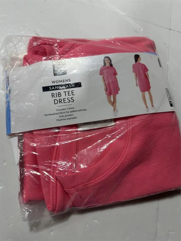 Sandwash Rib Tee Dress Pink Size Large