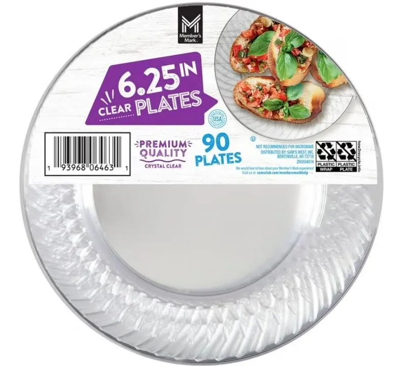 Clear Plastic Plates 6.25 90ct
