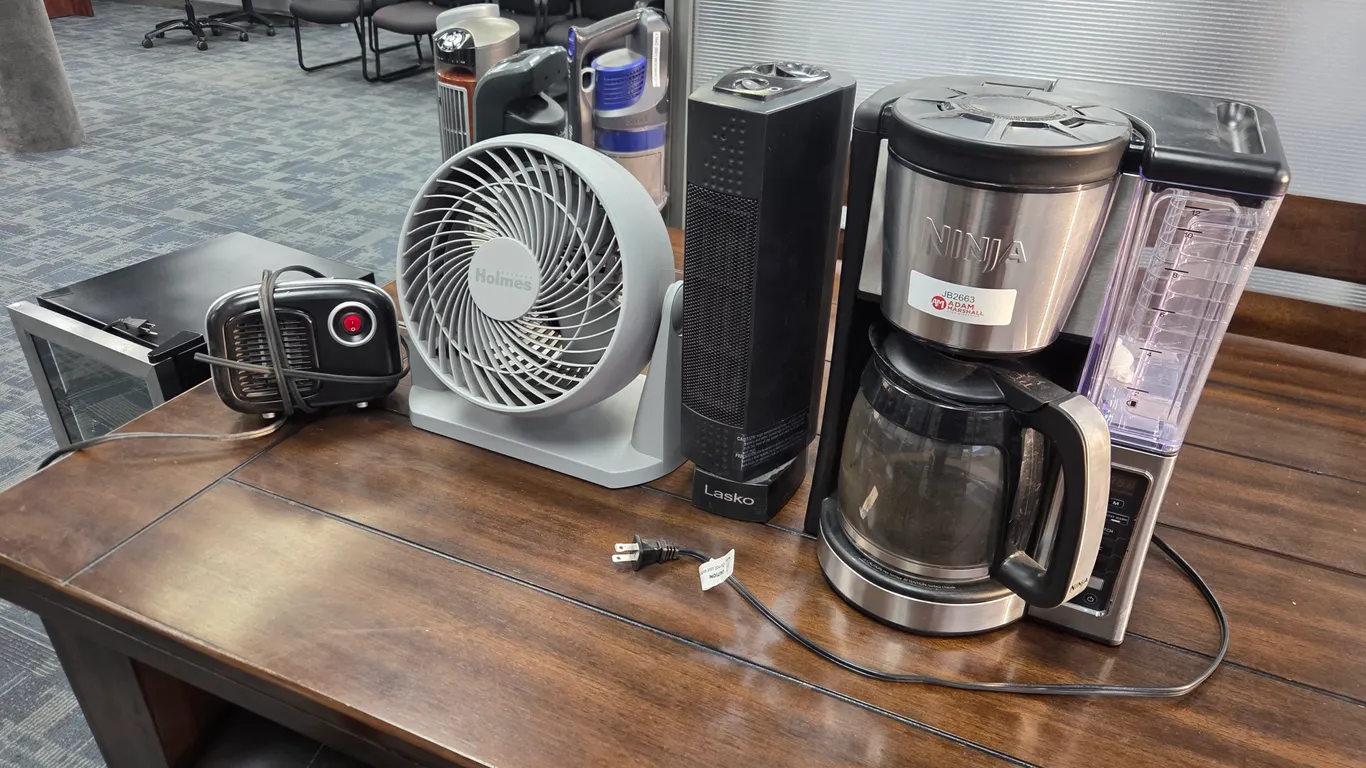(2) Fans, Coffee Pot, Heater