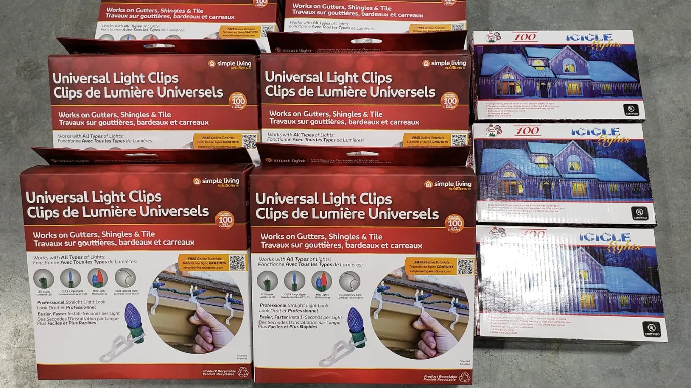 Assorted Holiday Lighting & Light Clips