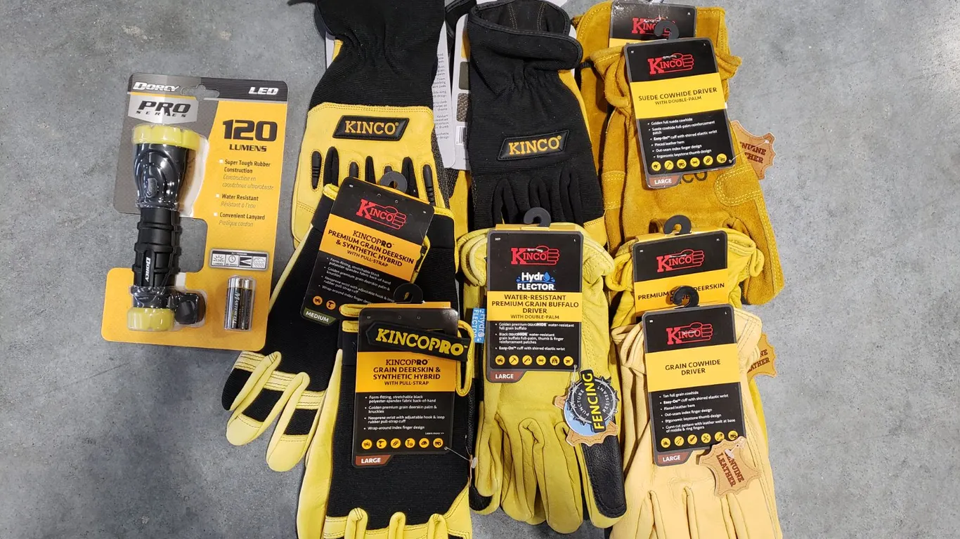 Assorted Kinco Gloves & Dorcy LED Flashlight