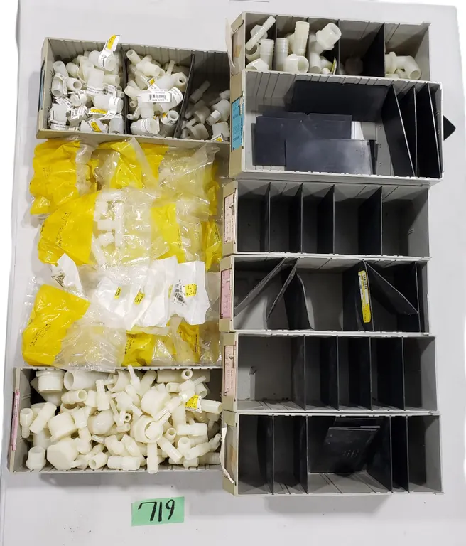 Assorted Plastic Plumbing Fittings & Organizers