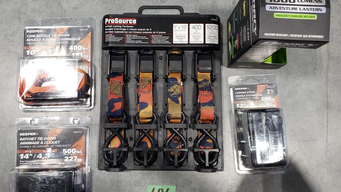 Assorted Tie-Downs & Flashlights
