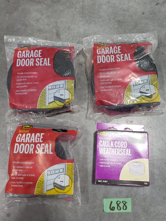 (3) M-D Garage Door Seals & Caulk Cord
