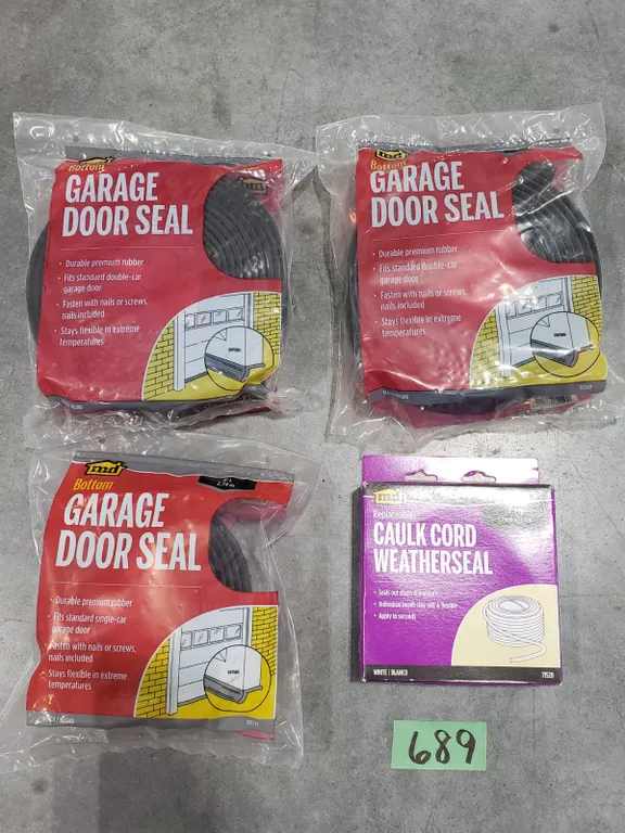 (3) Garage Door Seals & Caulk Cord