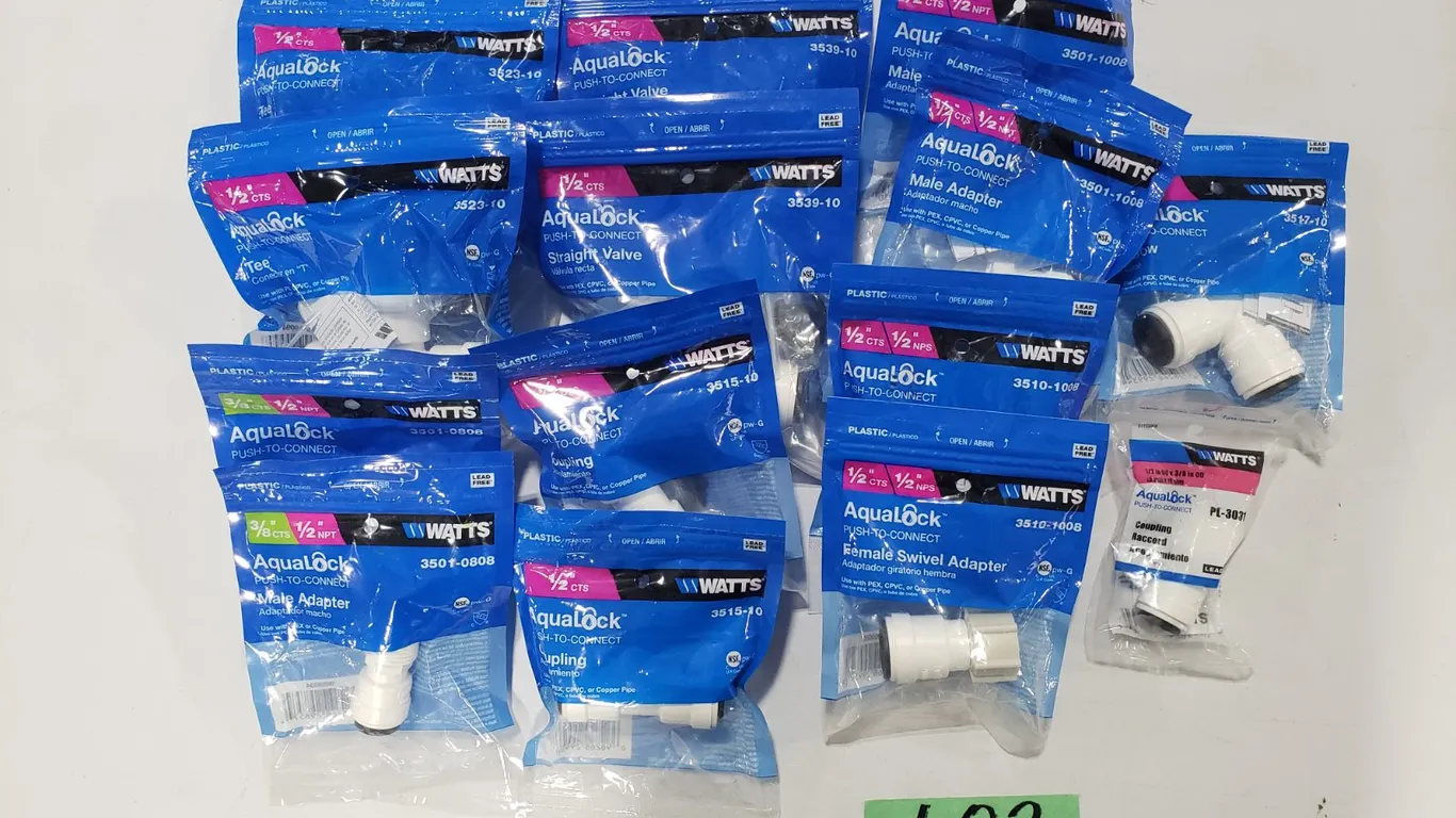 Assorted Watts AquaLock Push-to-Connect Fittings
