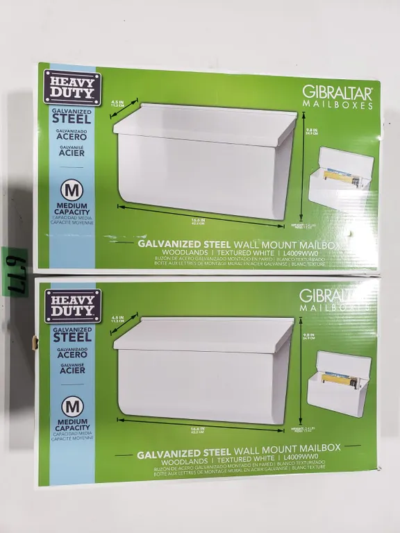 (2) Gibraltar Galvanized Steel Wall Mount Mailboxs