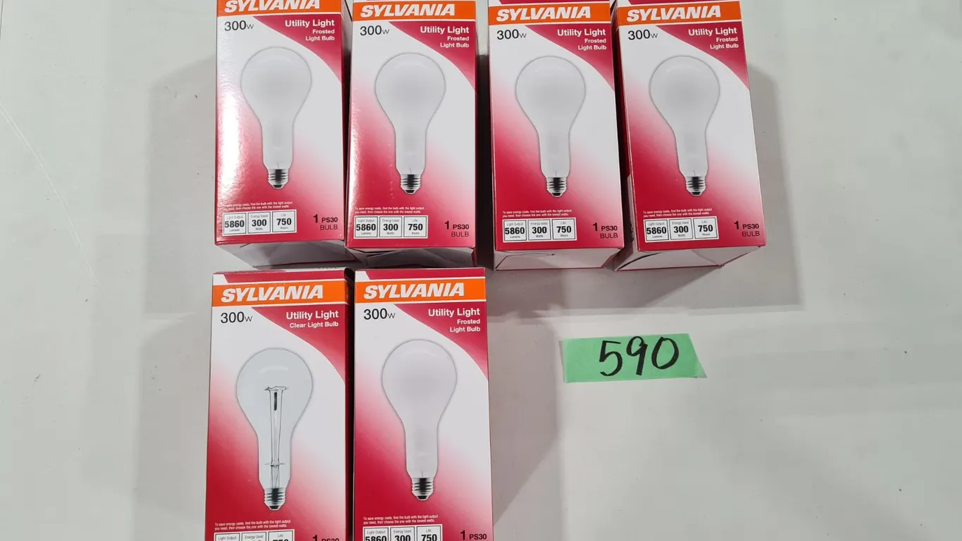 (6) Sylvania 300W Utility Light Bulbs