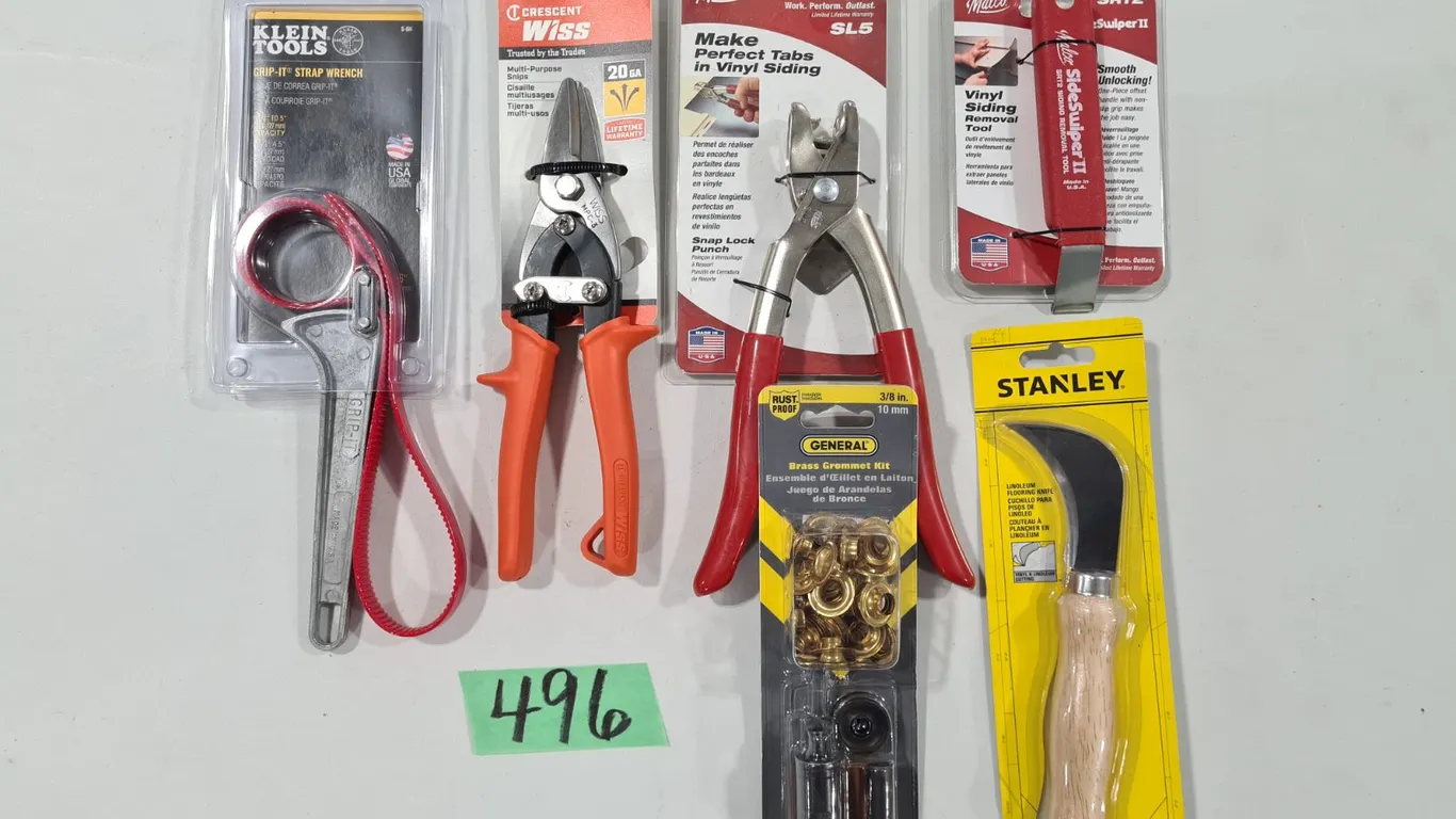 Assorted Hand Tools to Include Strap Wrench & Snips