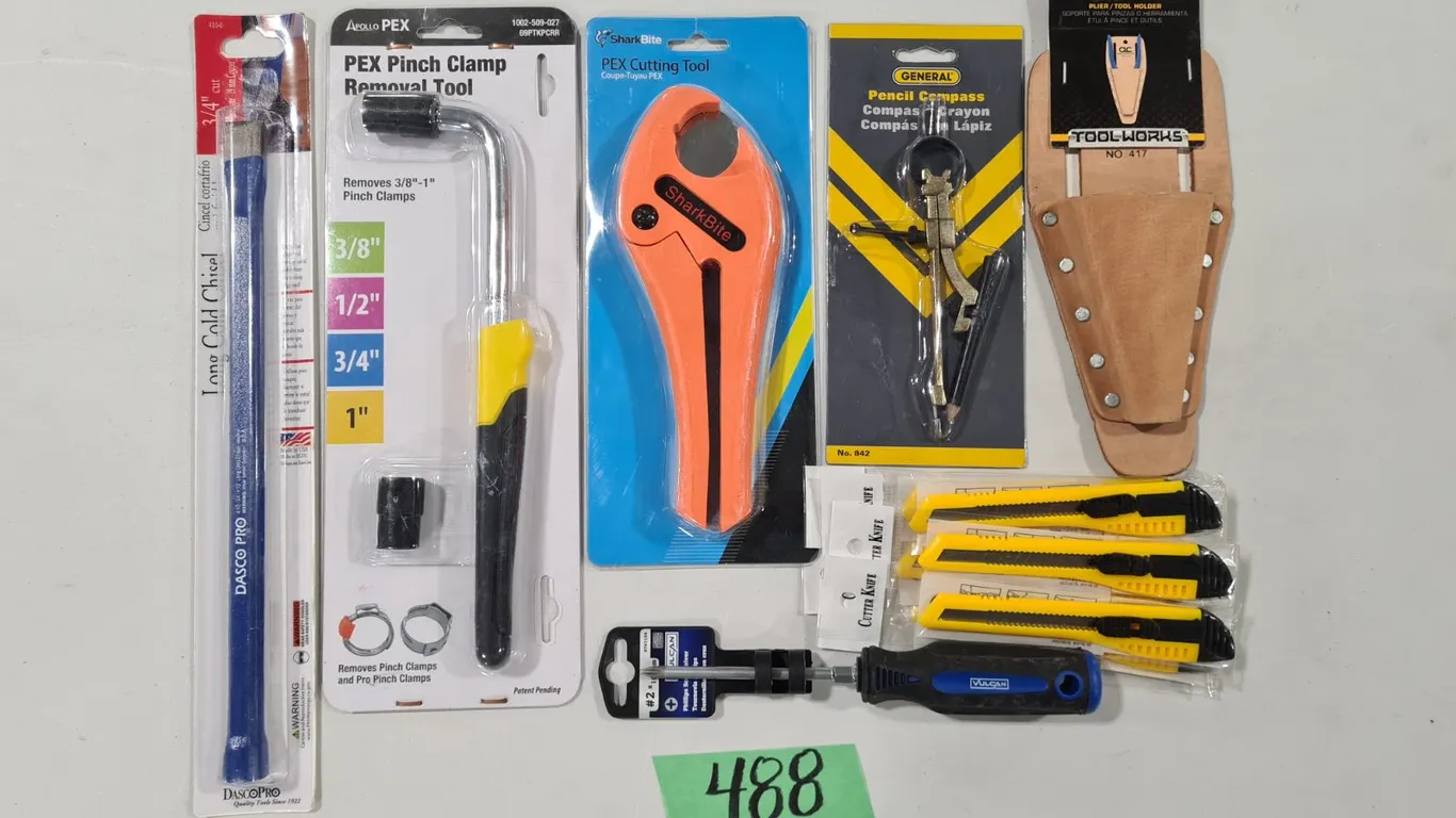 Assorted Tools to Include Chisel, PEX Cutting Tool