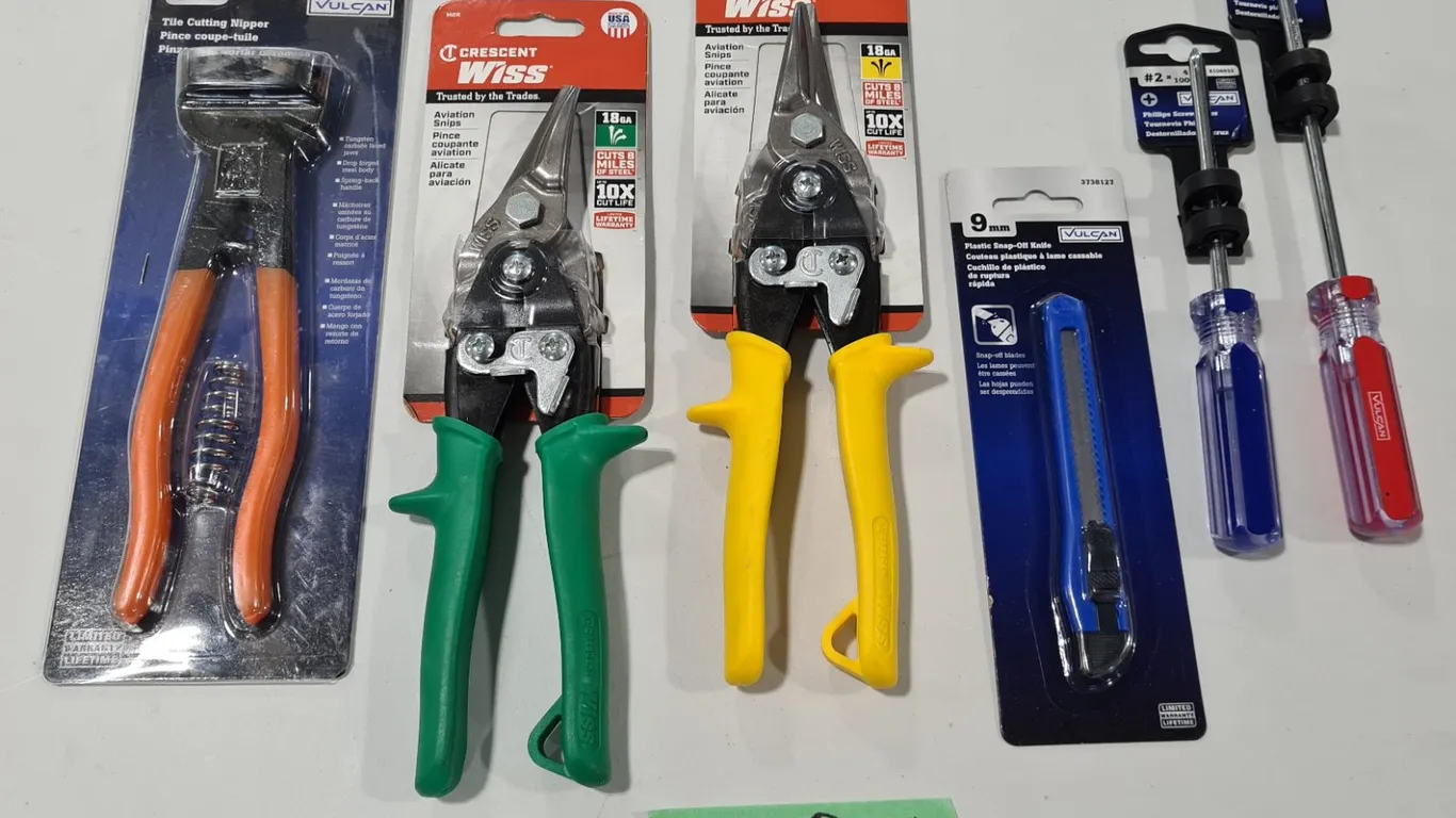 Assorted Hand Tools to Include Snips & Tile Cutter