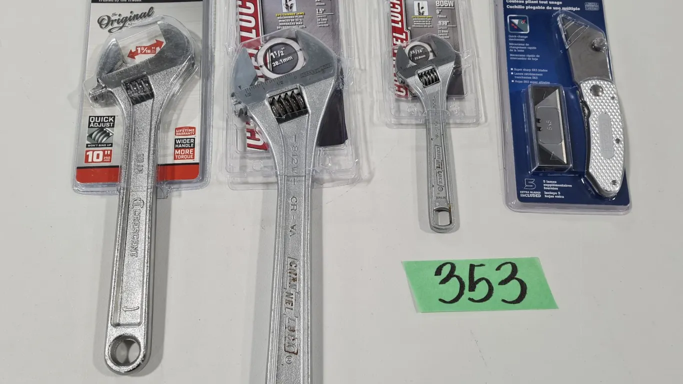(3) Adjustable Wrenches & Utility Knife