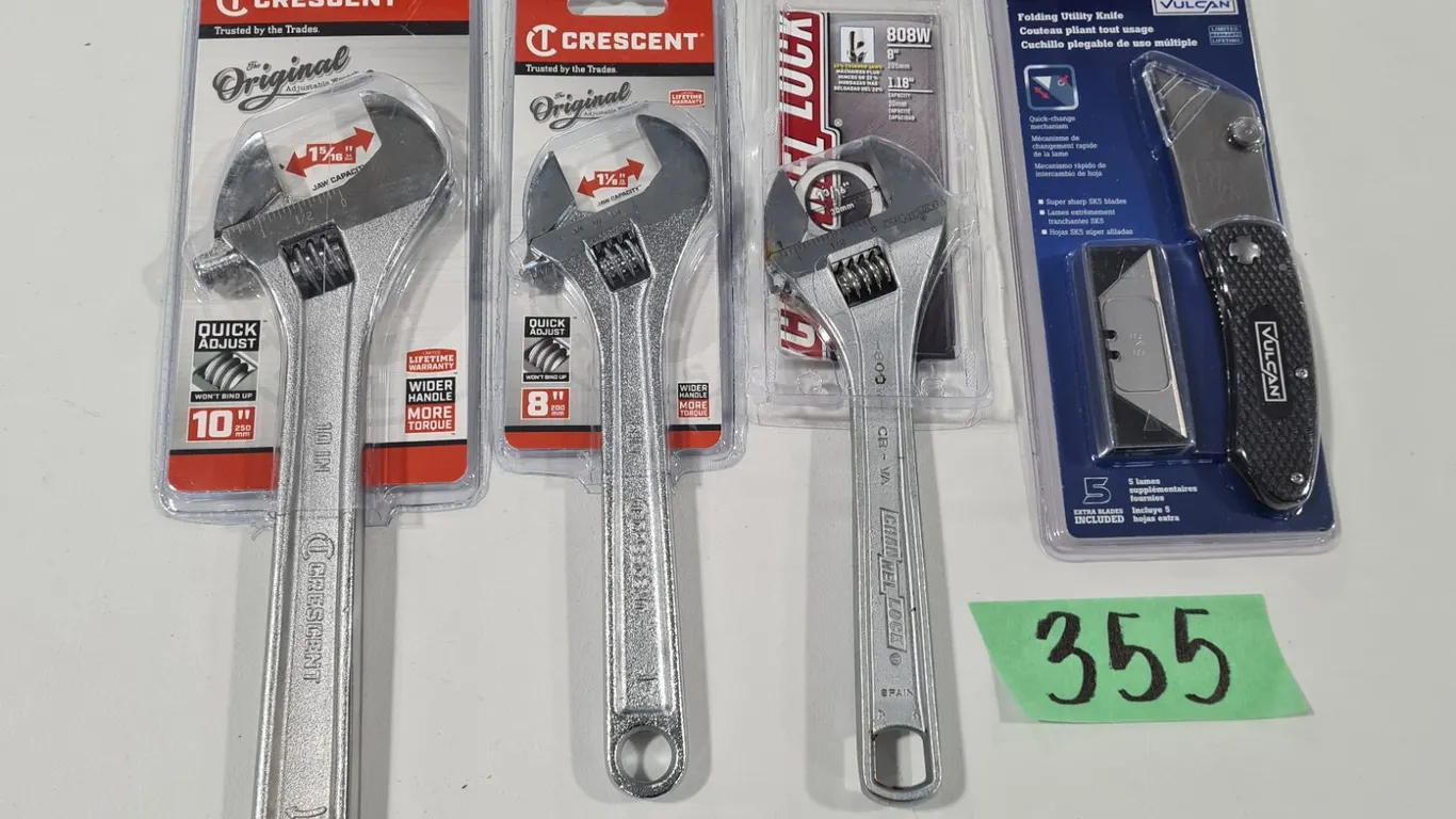 (3) Adjustable Wrenches & Utility Knife