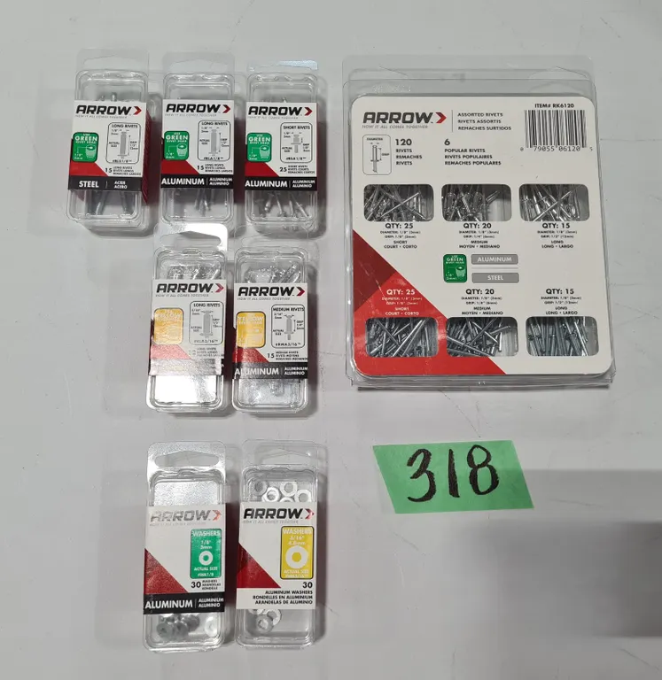 Assorted Arrow Rivets and Washers