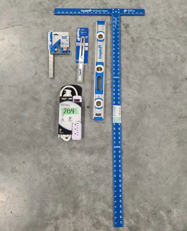 Measuring Squares, Level, Surge Protector