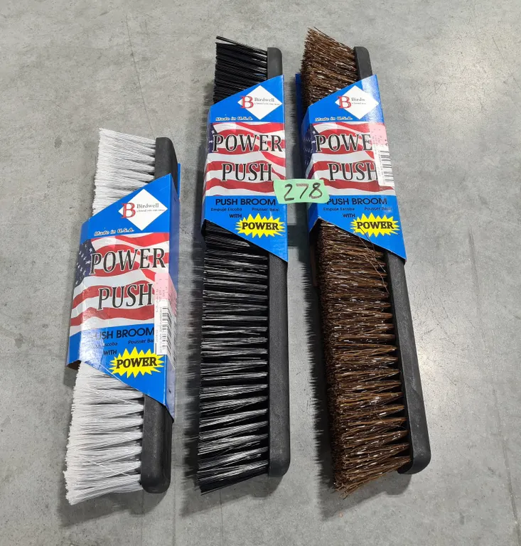 (3) Birdwell Push Broom Heads