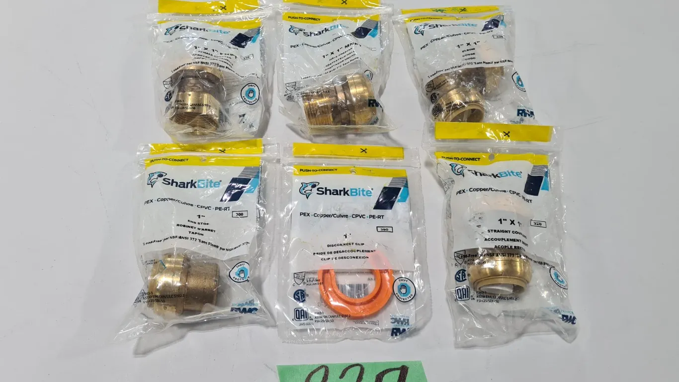 Assorted SharkBite Plumbing Fittings and Clips