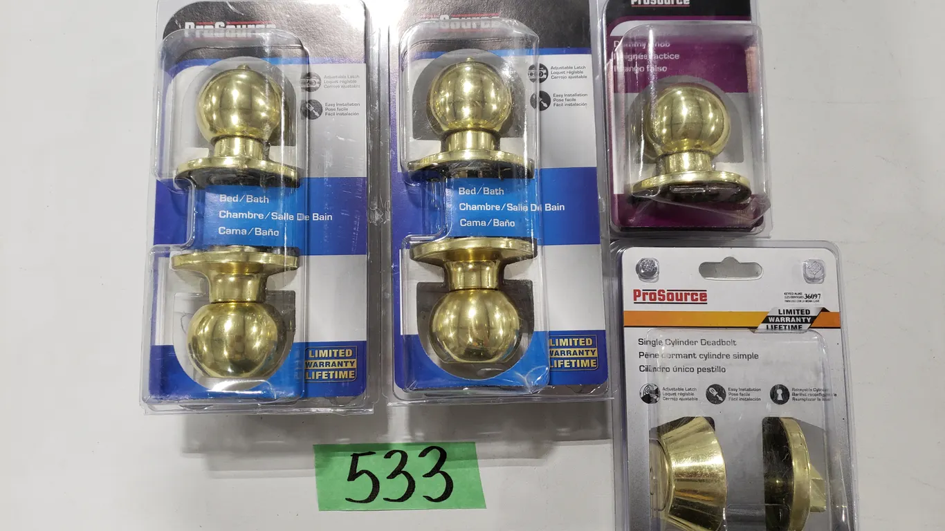 (4) ProSource Polished Brass Door Knobs/Deadbolt