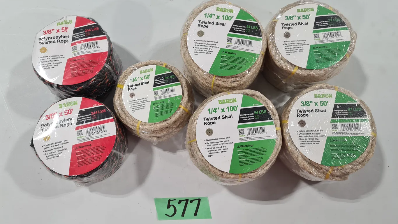 (7) Assorted Baron Twisted Sisal & Polypropylene Rope
