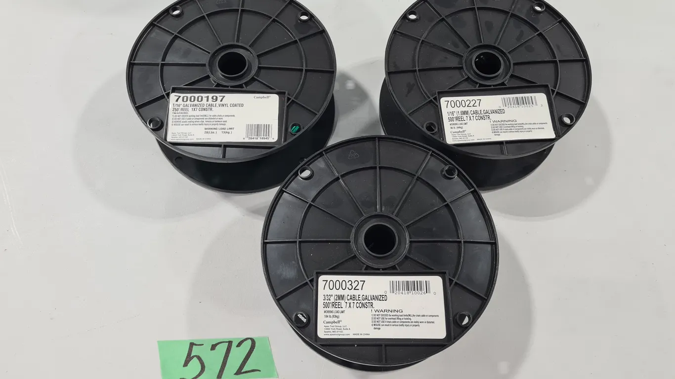 (3) Partial Spools of Galvanized Cable
