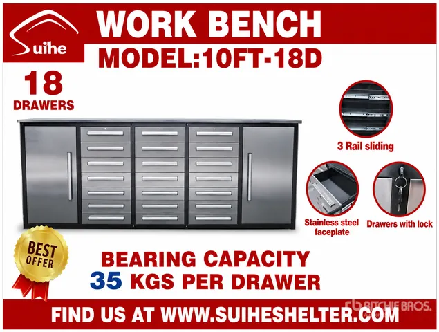 2026 Suihe NWB-18DS-2B -10 10 ft 18-Drawer Workbench (Unused)