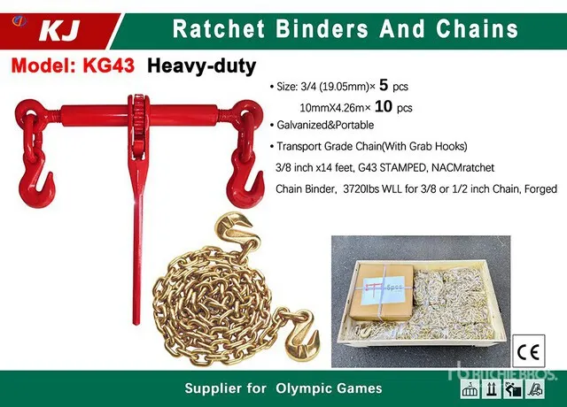 Quantity of 2026 KJ KG43 Ratchet Binders & Chains (Unused)