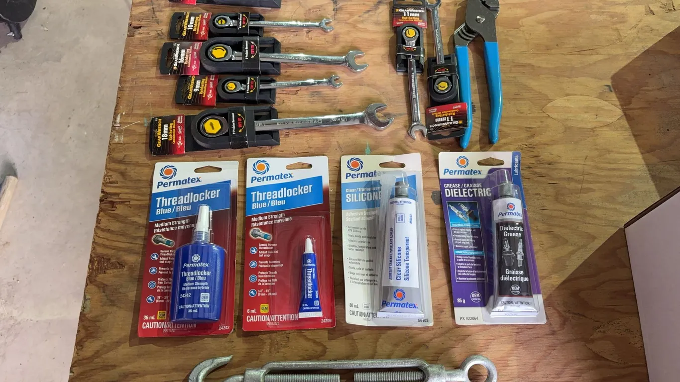 Threadlocker, Silicone, Ratcheting Wrenches, & Channel Lock