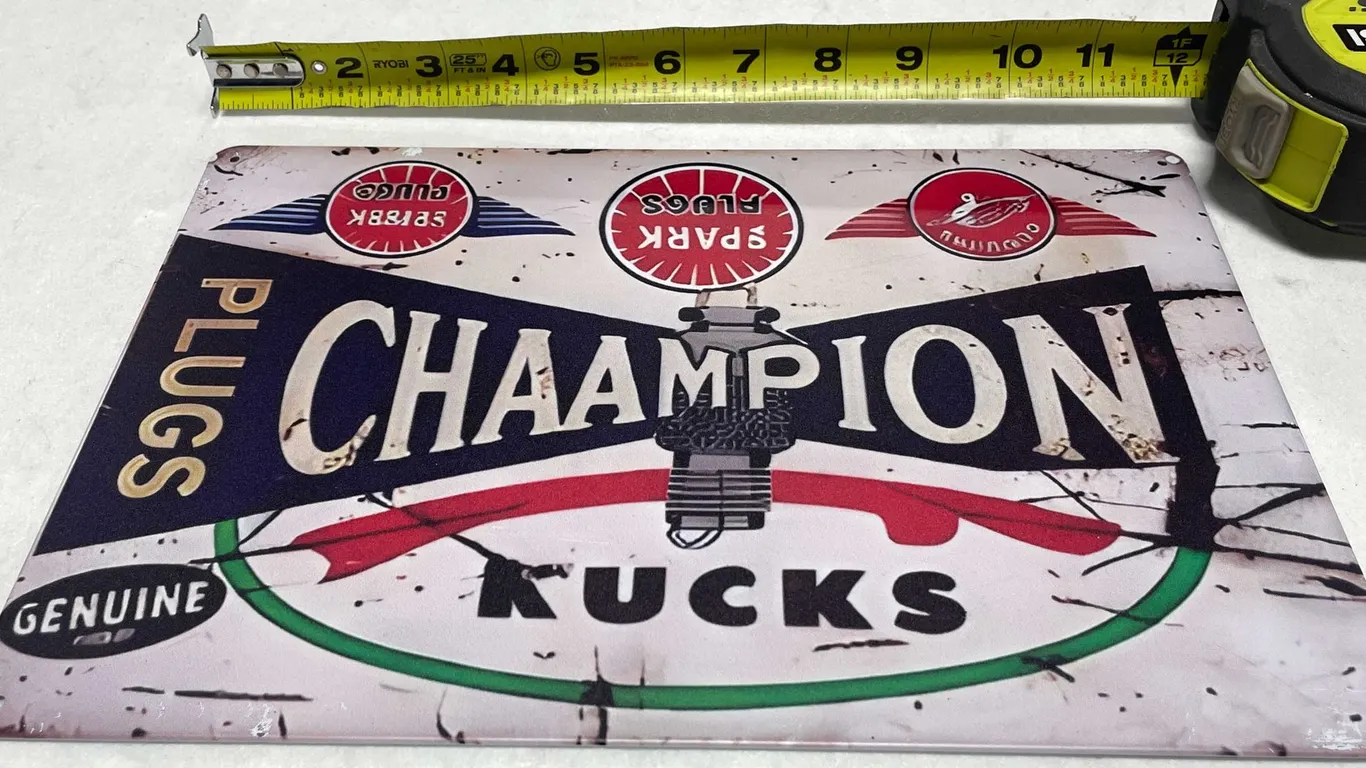 Champion Spark Plugs Metal Sign (T-2)