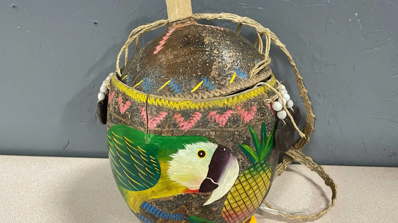 Vintage Handcrafted and Hand Painted Gourd Handbag (T4)