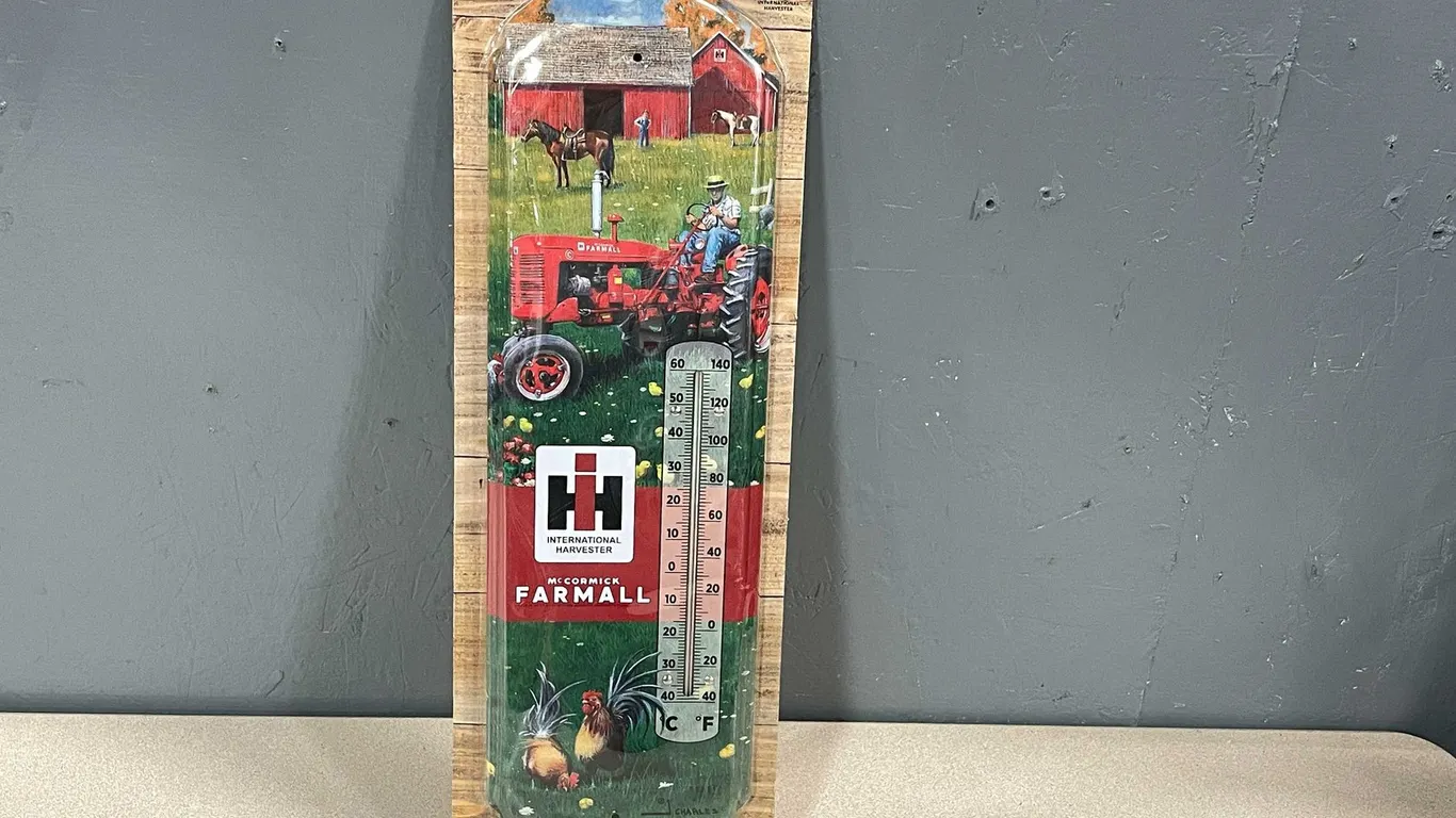 International Harvester Farmall Indoor Outdoor Metal Thermometer (T4)