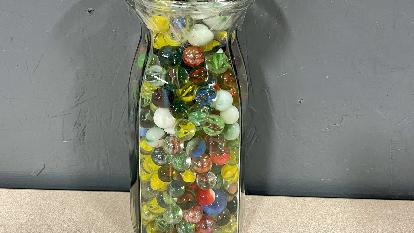 Glass Jar Filled with Marbles (T3)