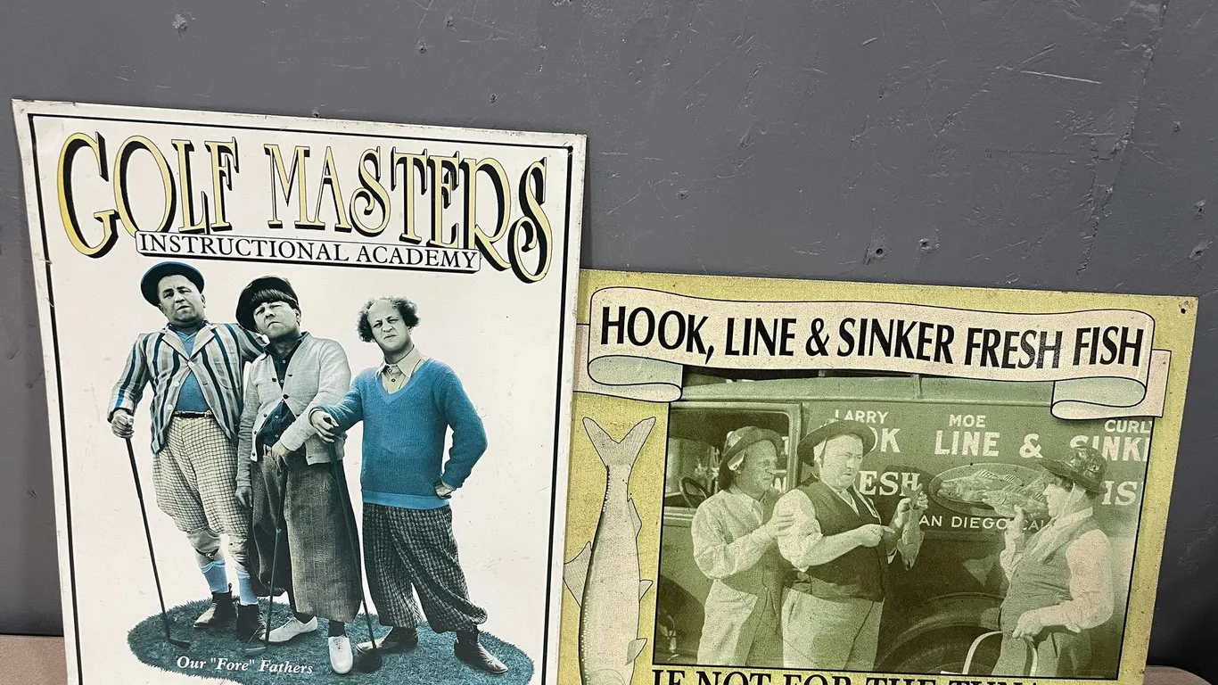 Vintage Three Stooges Metal Signs (T4)