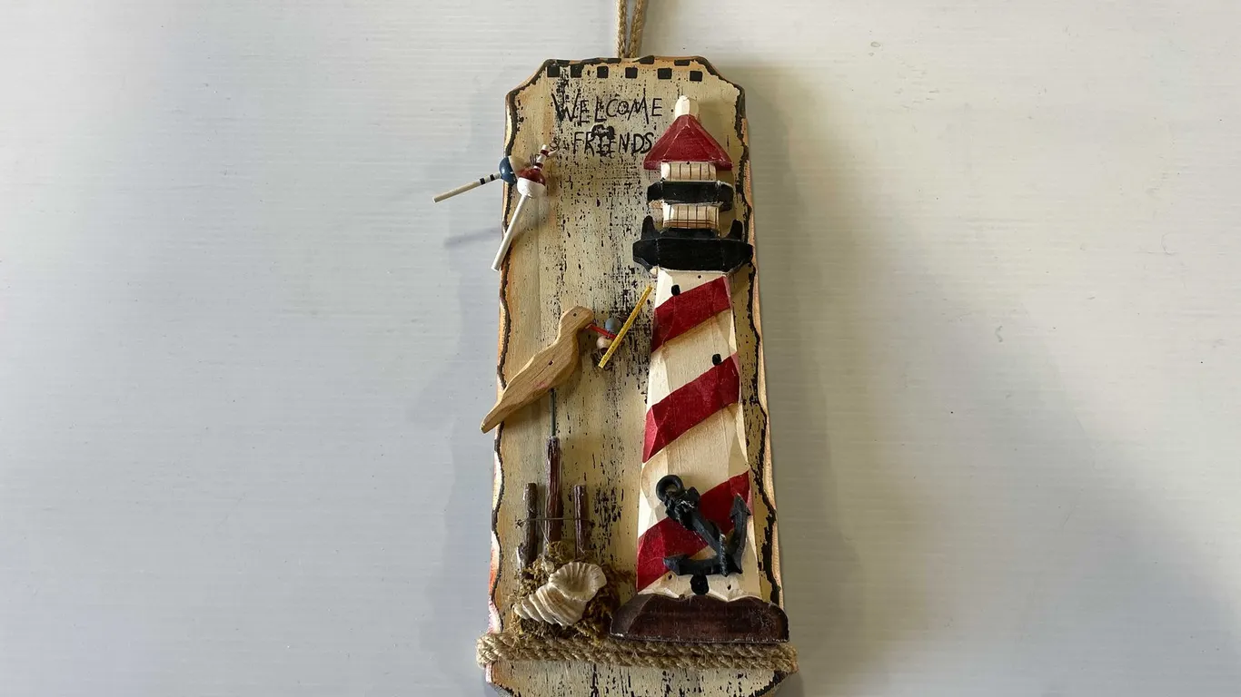 Wooden Welcome Friends Lighthouse Sign (T5)