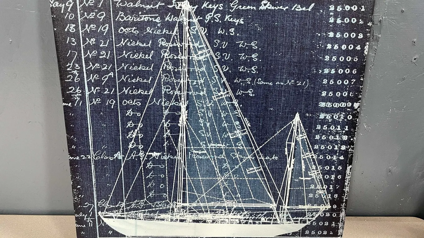 Walter Robertson Schooner Blueprint on Framed Canvas (T4)