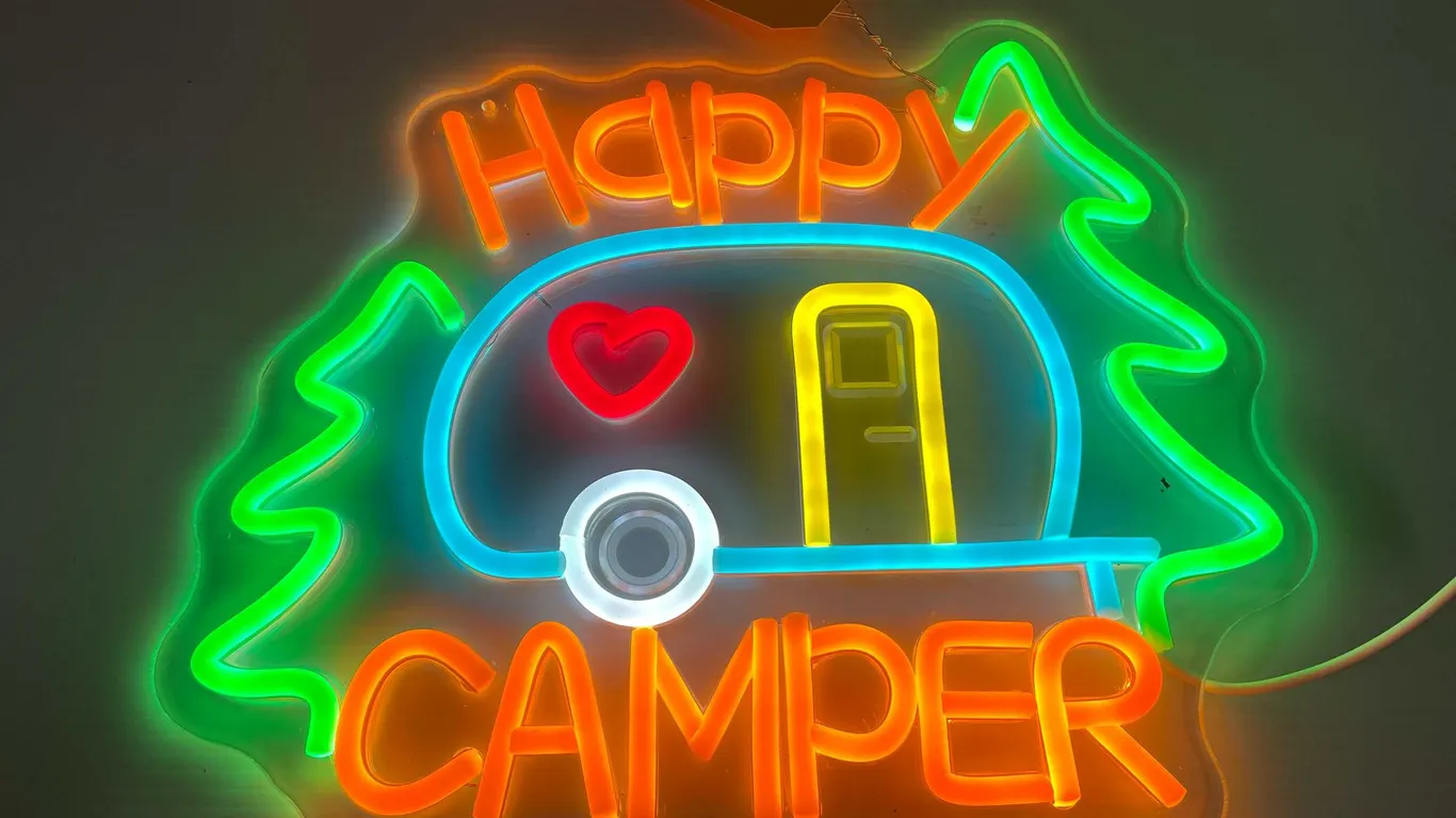 Happy Camper LED Neon Style Light (T6)